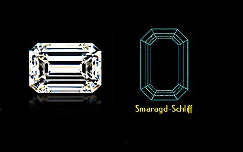 200-Smaragd-Schliff mit Schema - klein Smaragd-Schliff mit Schema - klein, eine der beliebtesten Diamant-Formen
