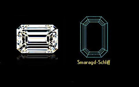 Smaragd-Schliff mit Schema - klein, eine der beliebtesten Diamant-Formen