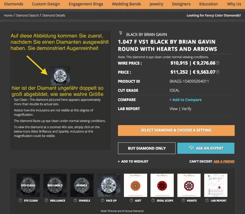 Unterschiedliche Möglichkeiten für die Ansicht von Hearts & Arrows-Diamanten Verschiedene Möglichkeiten zur genauen Ansicht und Überprüfung von Hearts and Arrows-Diamanten - Brian Gavin - bester Online-Juwelier weltweit?