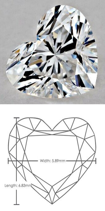 Diamant von 1 Karat mit Herzschliff, mit dem Verhältnis 1.16:1.00 (20-fache Vergrößerung)