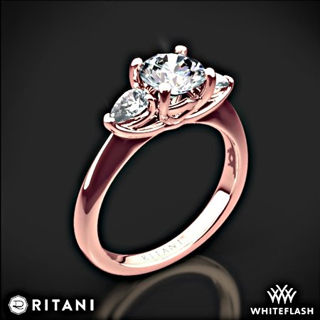 Whiteflash Ritani 3-Stein-Verlobungsring in Rosé-Gold Whiteflash Verlobungsring in Rosé-Gold, Diamant mit Brillantschliff