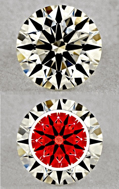 Idealer Schliff für den Brillantschliff Diamanten Schliff als ideal geschliffener Brillantschliff - Bilder unterschiedlicher Schliffgrade