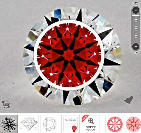 Ideal-Scope des Diamanten links aus der Liste der vorherigen Seite mit 1.054 Karat Ideal-Scope des Diamanten links aus der Liste der vorherigen Seite mit 1.054 Karat