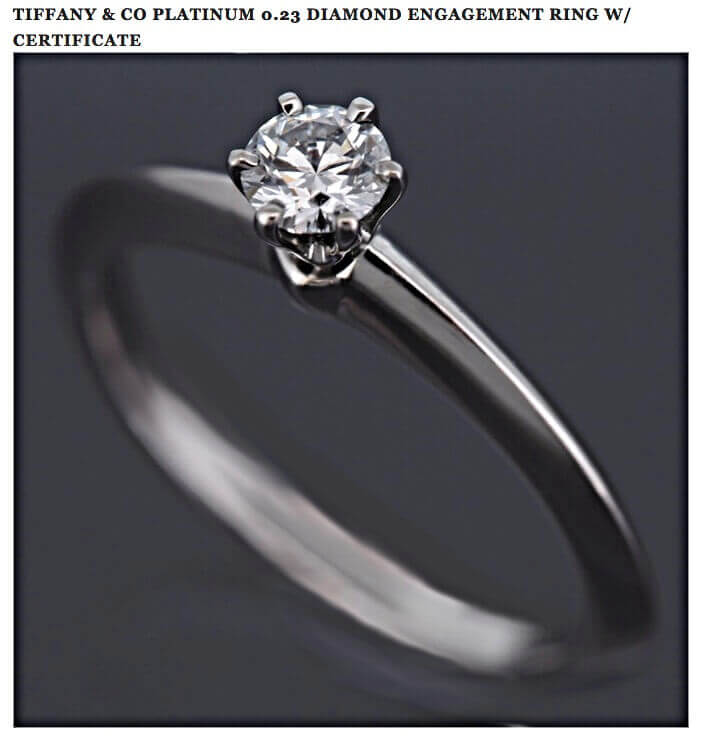 Tiffany Setting als Platinum-Ring mit Diamanten 0,23 ct