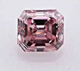 Argyle Diamant 0.39ct Fancy Intense Pink Smaragd-Schliff, frontal, Reinheit SI1 - rosa Diamanten der Argyle Diamantenmine