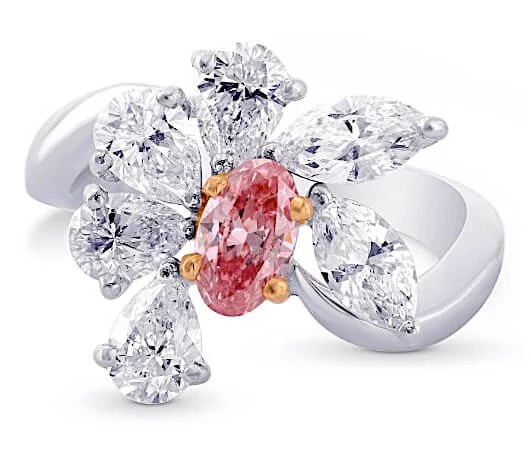 Argyle 2.34ct , Fancy Intense Pink und Weiß frontal Rosa Diamant Ovalschliff, 0,43ct