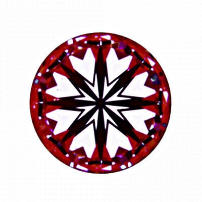 Hearts-Abbildung: Diamant mit 0,267 Karat Farbe E und VS1G und der Reinheit VS1