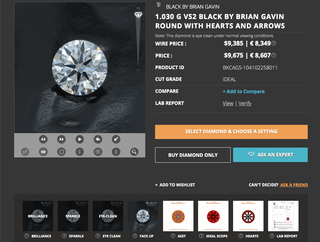 Vorbildliche Präsentation objektiver Daten von Diamanten für den Verbraucher als Grundlage für eine objektive Auswertung