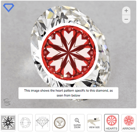 Original Hearts-Scope-des Diamanten, 1.5 ct, oben im Bild Hearts-Scope des Diamanten, der oben im Bild zu sehen ist